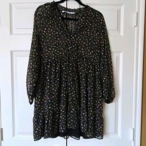 NWOT Zara Sheer Swing Dress Ditsy Floral